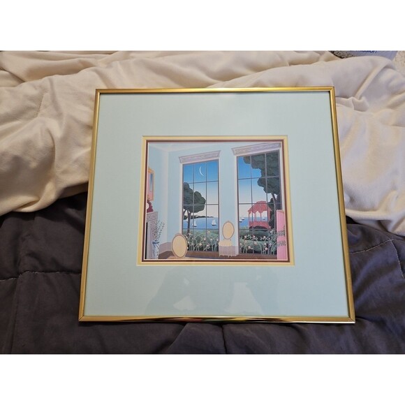 Thomas McKnight Chinese Gazebo Serigraph Beautifully Framed & Matted 14" X 13" - Picture 1 of 11